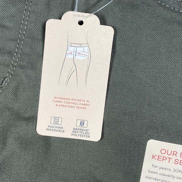 NWT St Johns Bay Women's Size 10 (32x30) Skinny Jeans Green Slimming Mid Rise - Picture 6 of 8